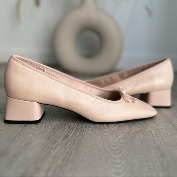 Zara Block Heel Leather Shoes Heels New - Picture 6 of 7